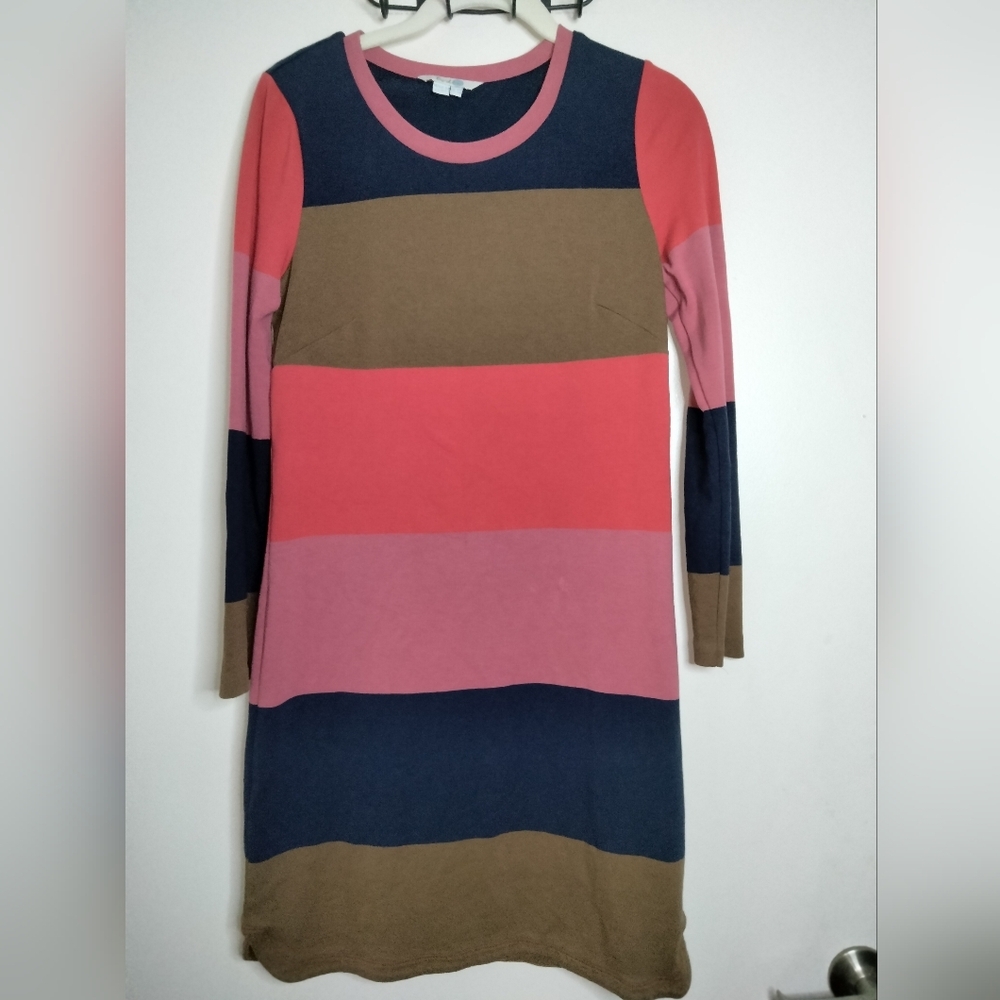 Boden (Size 6R) Multicolored Striped Pattern Stretch Long Sleeve Sheath Dress